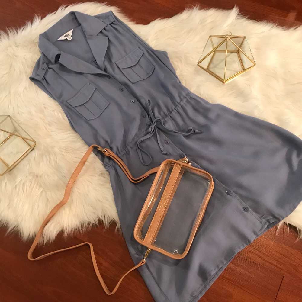 BB Dakota Blue button up khaki dress.