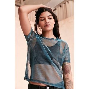 Silence and noise mesh green tee