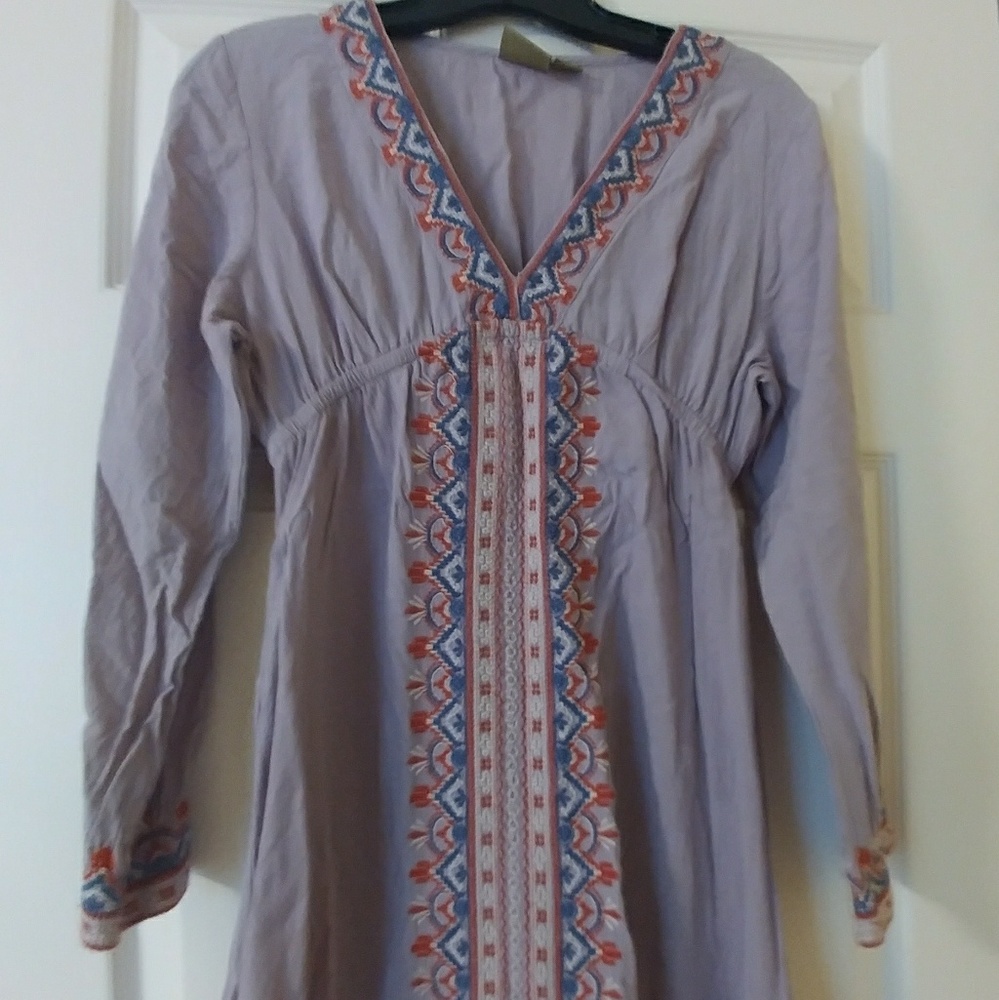 Boho embroidery grey dress urban nomad