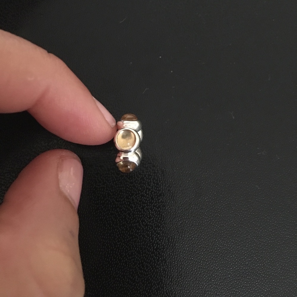 Citrine cabochon Pandora spacer bead