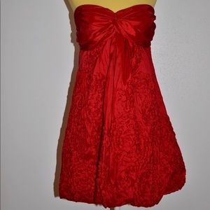 Red short formal dress.