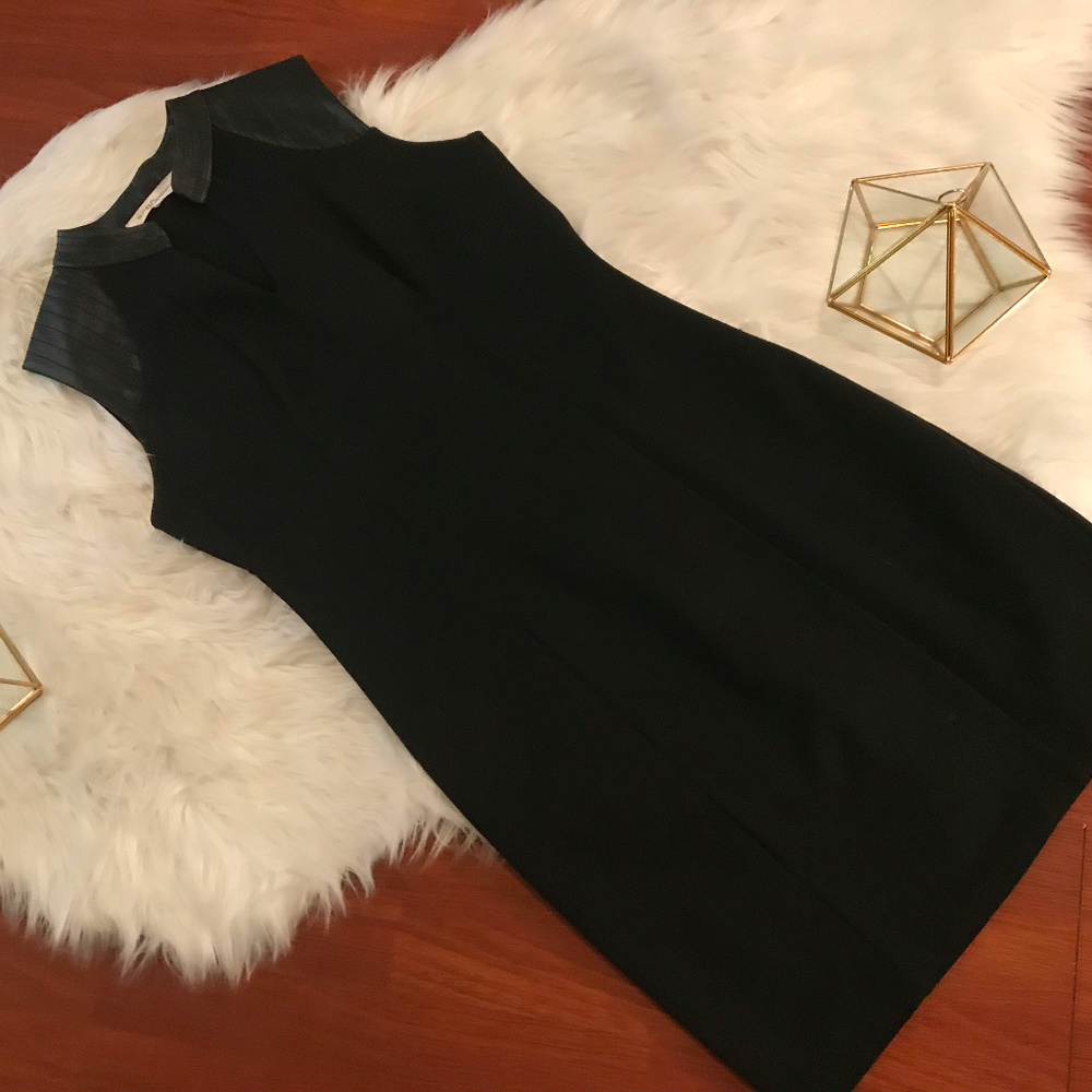 Black and leather fitted LBD