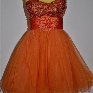 Orange fun short formal dress