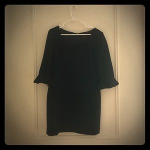 Ann Taylor textured black dress with pedal sleeves
