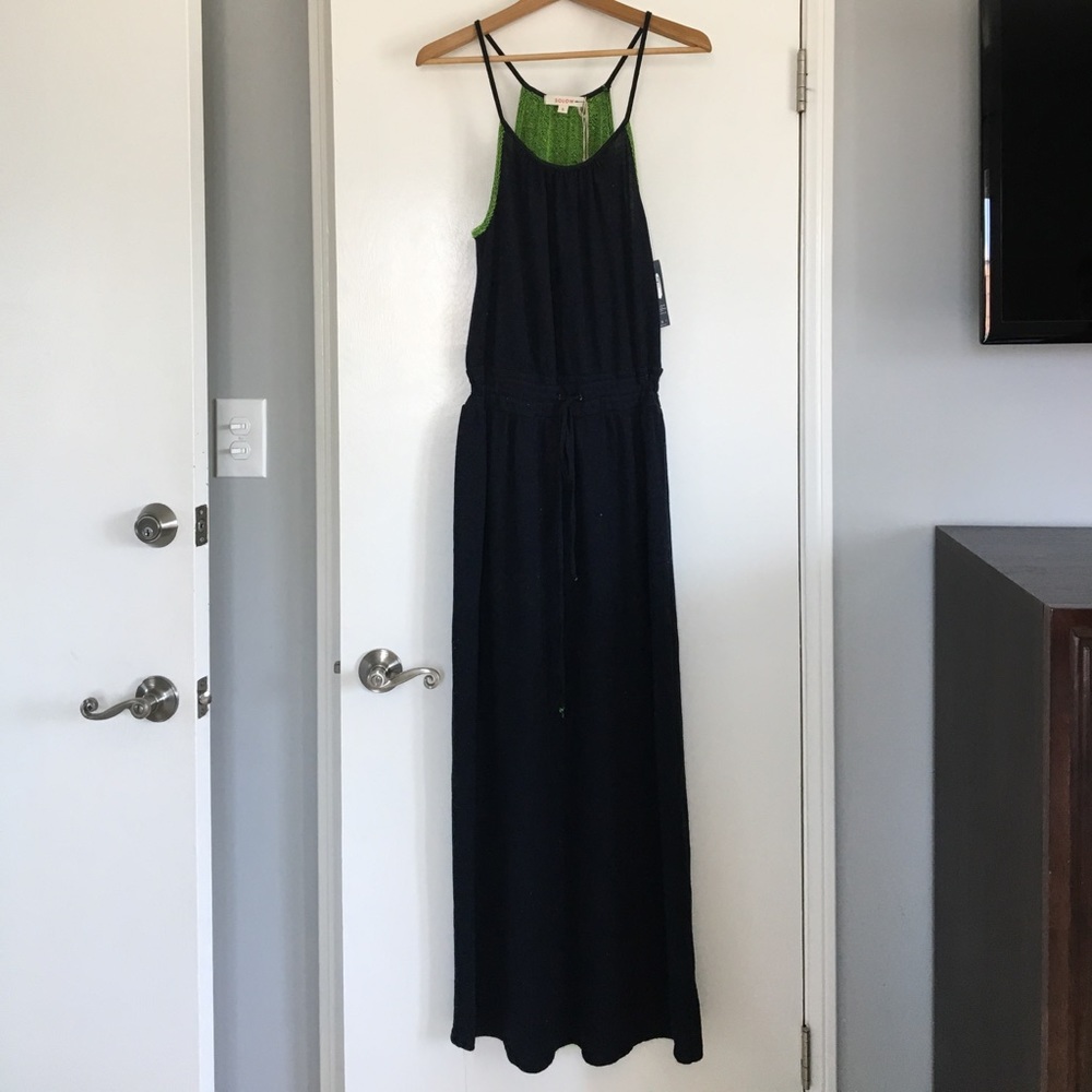 Solow Navy Blue with specs of Green Long Dress.