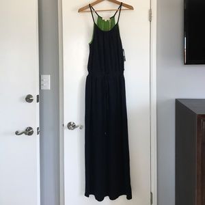 Solow Navy Blue with specs of Green Long Dress.