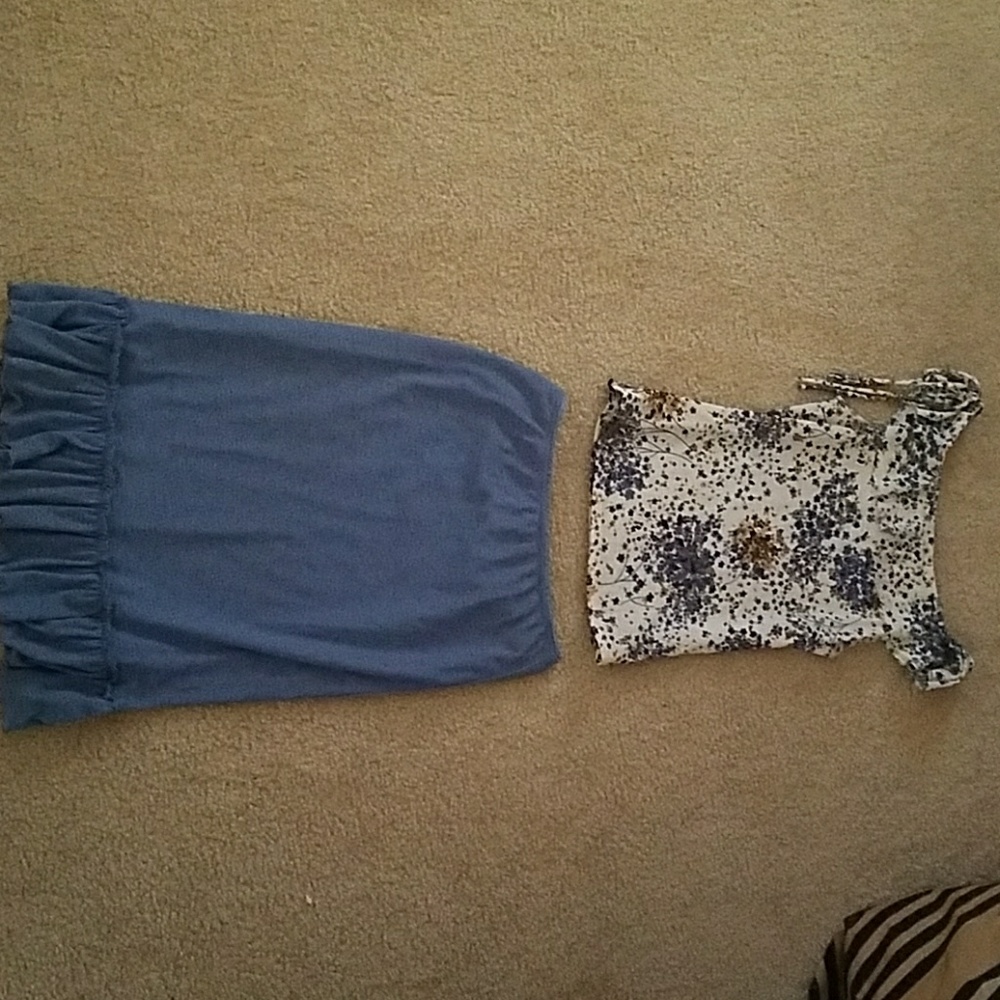 Dress Set, Top and Matching Skirt, Blue, Sz Small