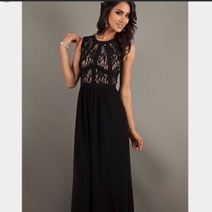 Black Lace Bodice Long Dress