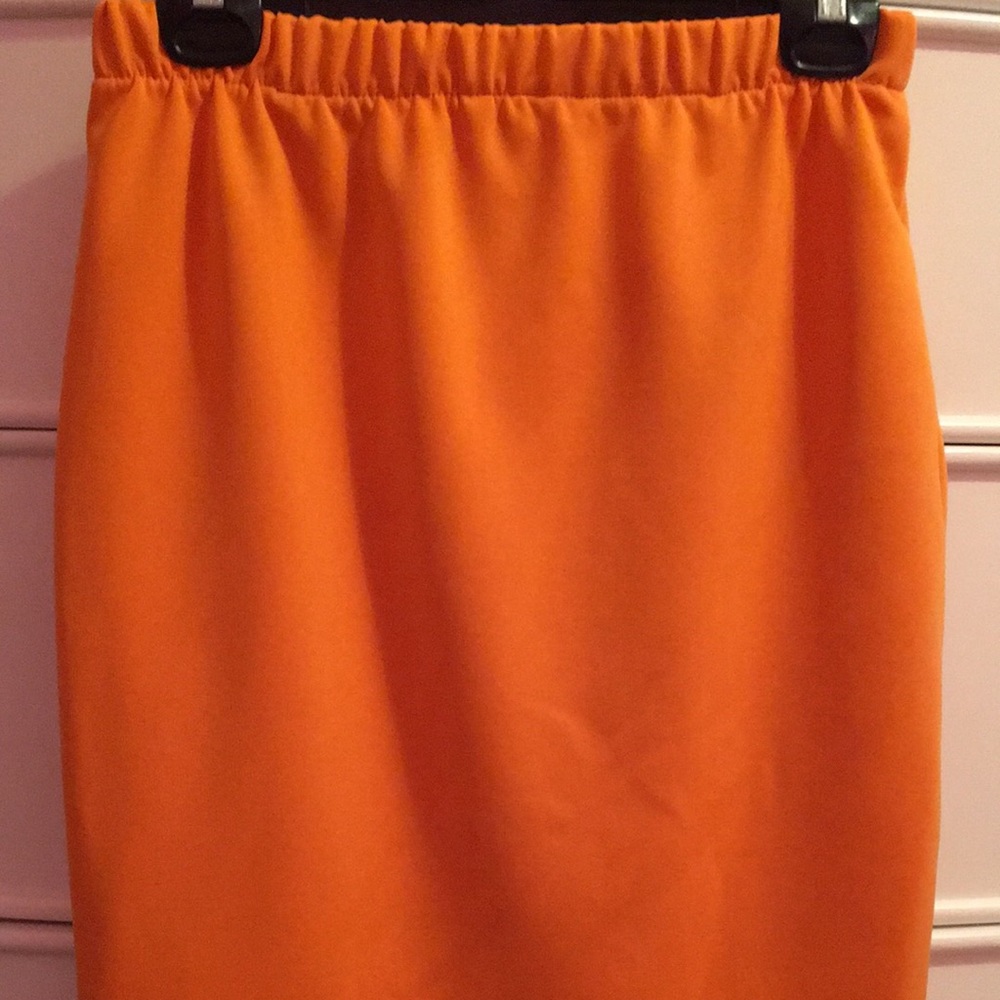 Orange pencil skirt