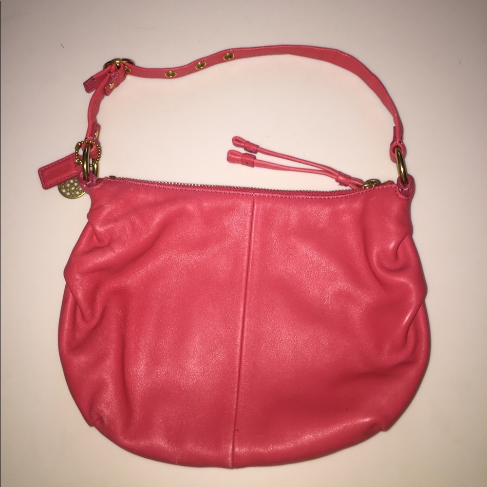 Coral Coach Shoulder Bag