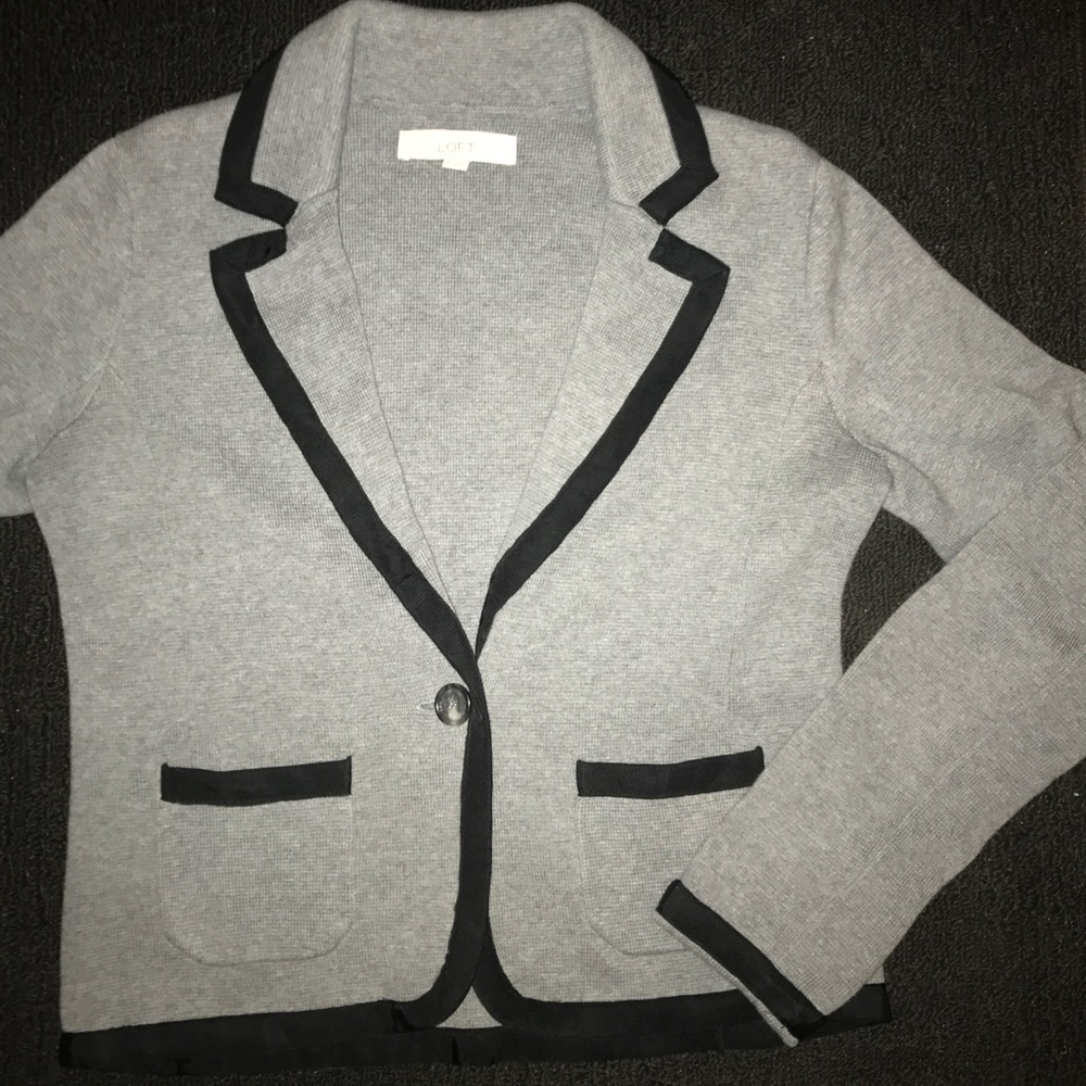 Ann Taylor Loft Gray Black Blazer Cardigan