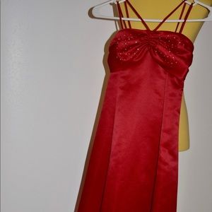 Red mid length formal dress