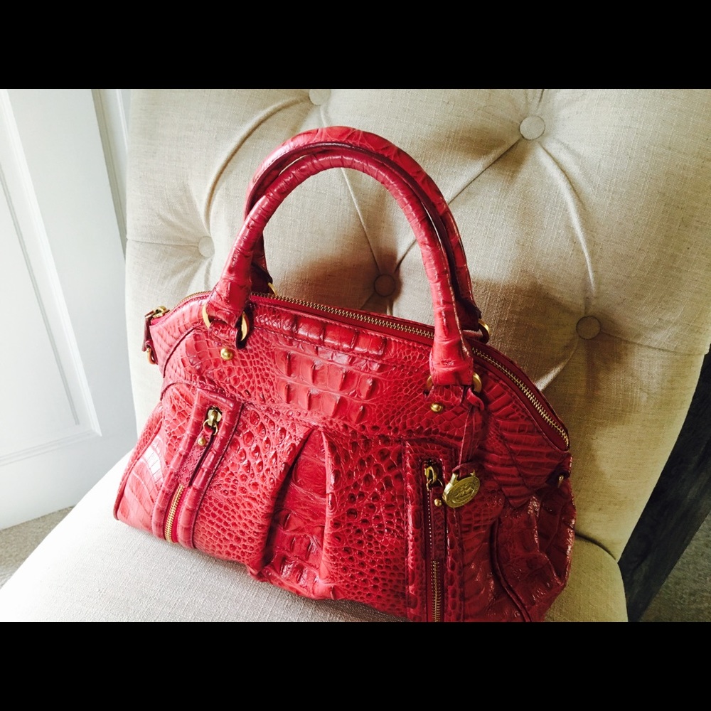 Brahmin pink satchel handbag