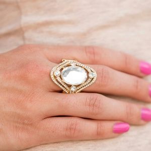 Gold and crystal rhinestone stretch ring