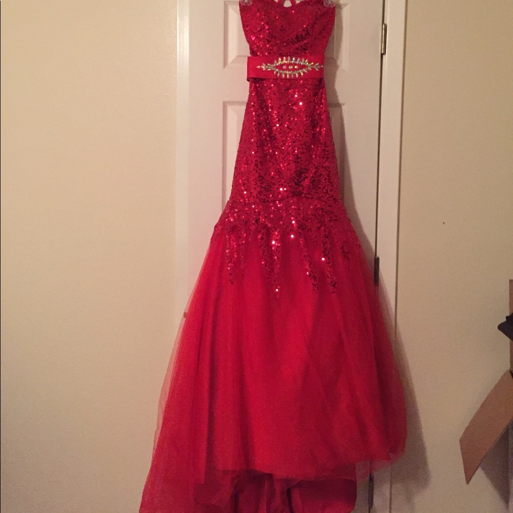 Red Sequin Formal Mermaid Dress