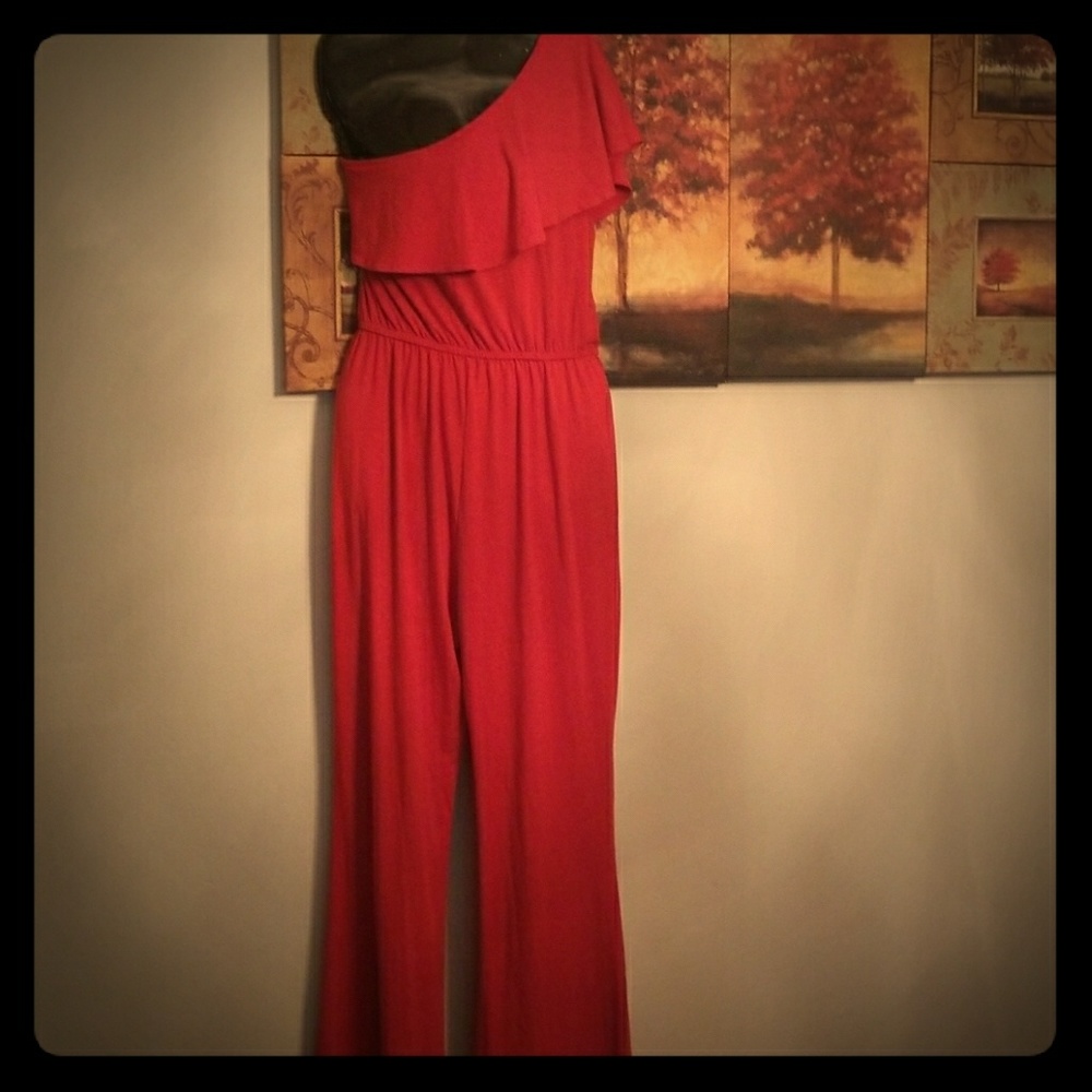 Red Wide Leg jumpsuit