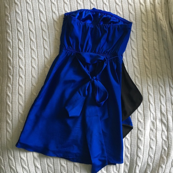 Beautiful Dressy Blue Strapless Dress - Picture 5 of 6