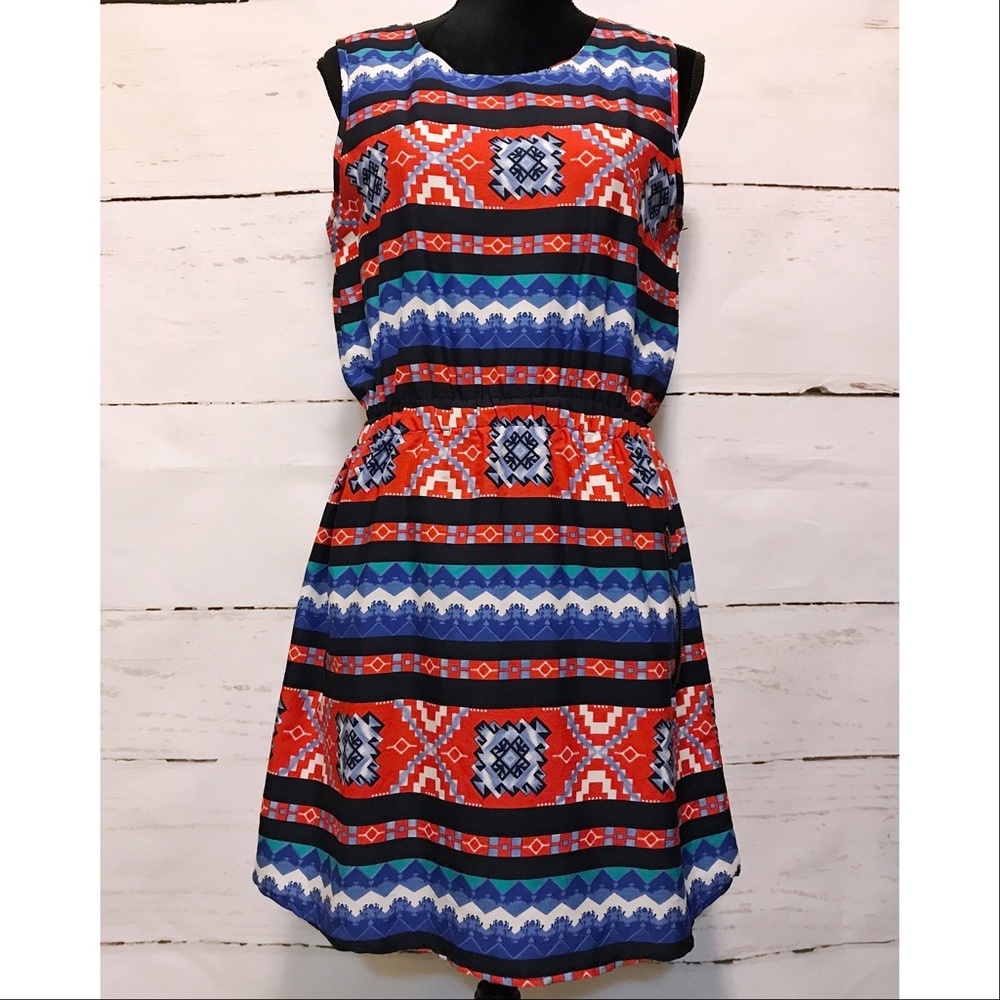 Aztec/Geometric Print Dress