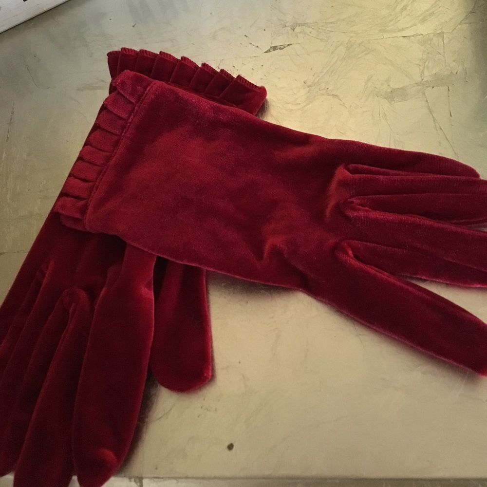 Red velour gloves