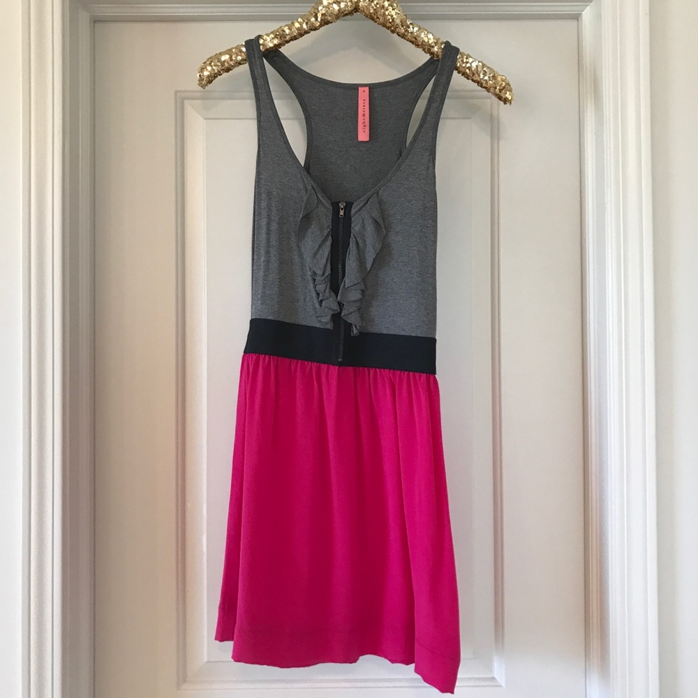 Eight Sixty Pink Silk Color Block Dress