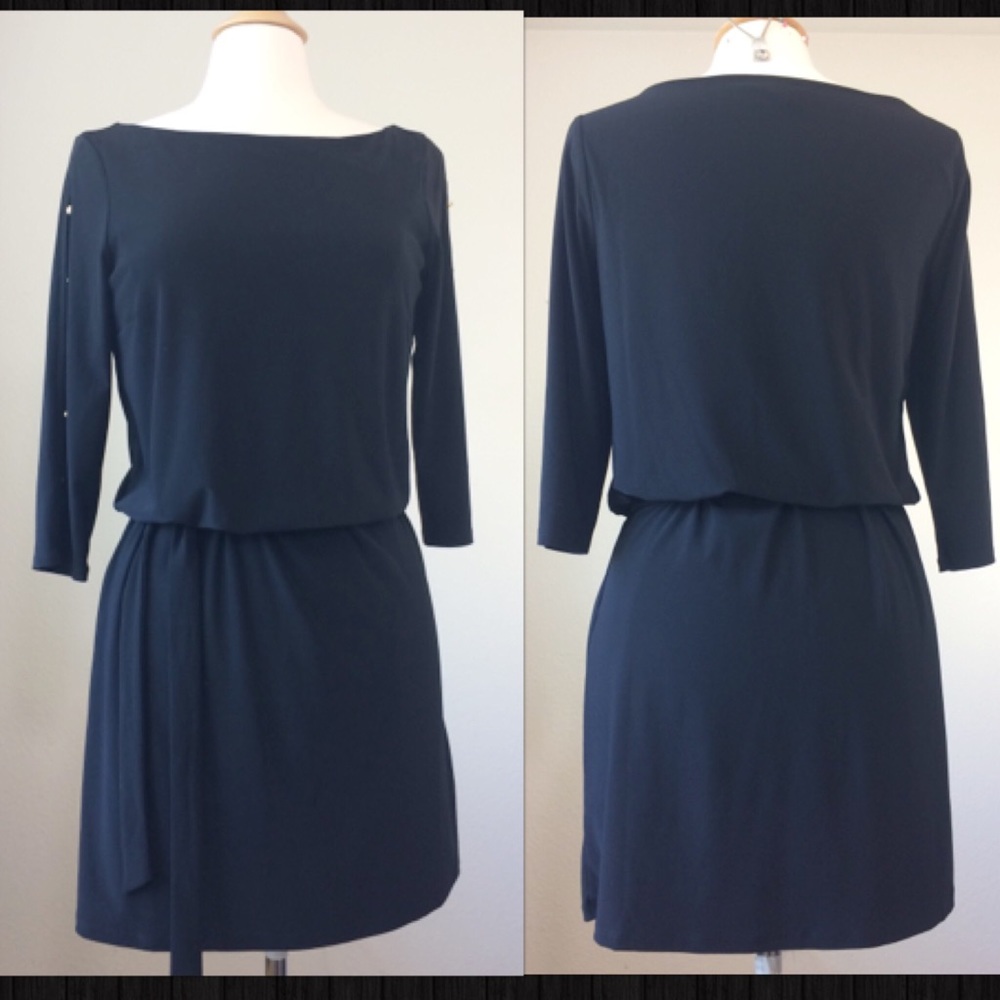 SALE!! WHBM black split sleeve blouson dress - Picture 2 of 5
