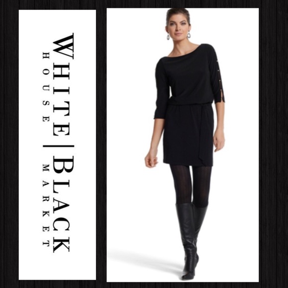 SALE!! WHBM black split sleeve blouson dress - Picture 5 of 5