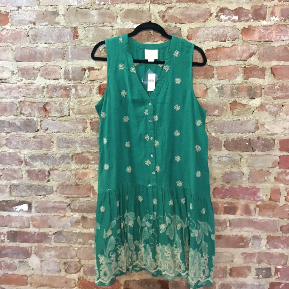 NWT Embroidered Anthropologie Dress with Pockets