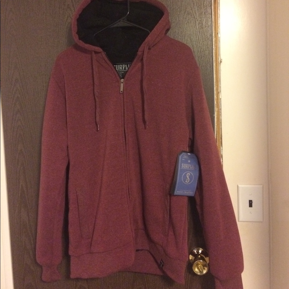 **BRAND NEW MAROON SWEATER WITH FAUX FUR LINING**