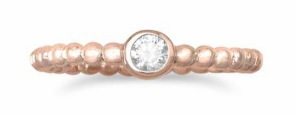 14Kt ROSE GOLD PLATED CZ RING - Picture 1 of 2