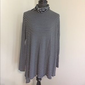 Striped mock turtleneck tunic