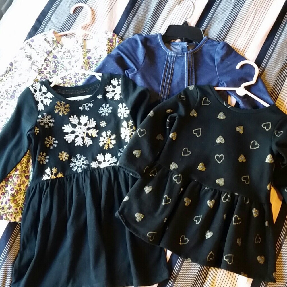 Bundle of 3T long sleeve toddler dresses.