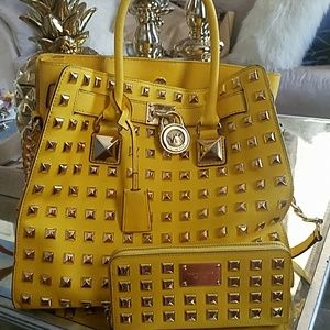Michael Kors Studded Hamilton Tote and Wallet