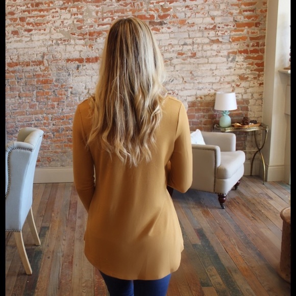 Mustard Long sleeve V Neck Tunic - Picture 2 of 2
