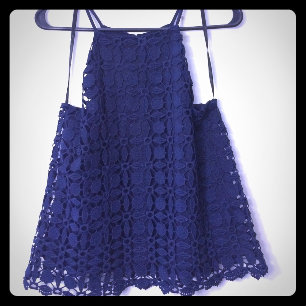 Navy Lace Top