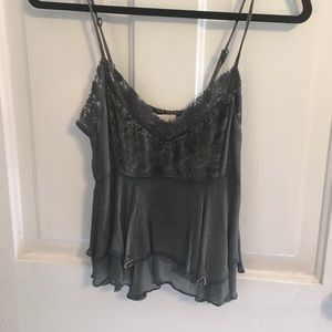 Abercrombie & Fitch green/grey flowy crop top