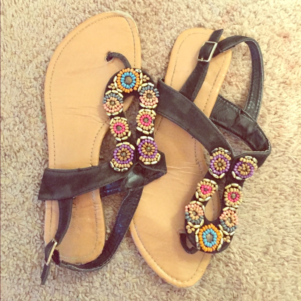 Black, beaded sandals