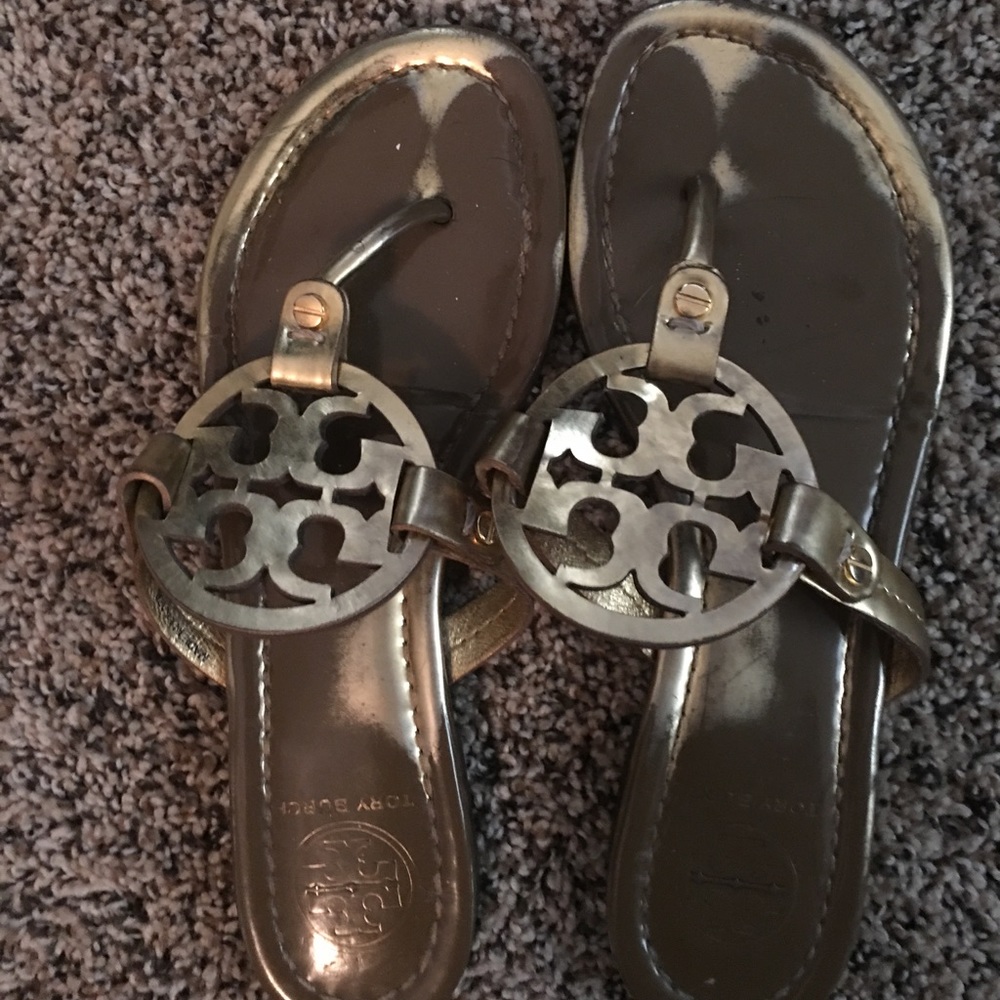Gold metallic Tory Burch sandals