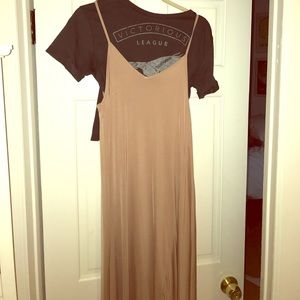 Zara edgy silk dress with t shirt attachment