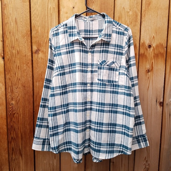 Nordstrom Tops - Behind the Seams Plaid Teal and White Top