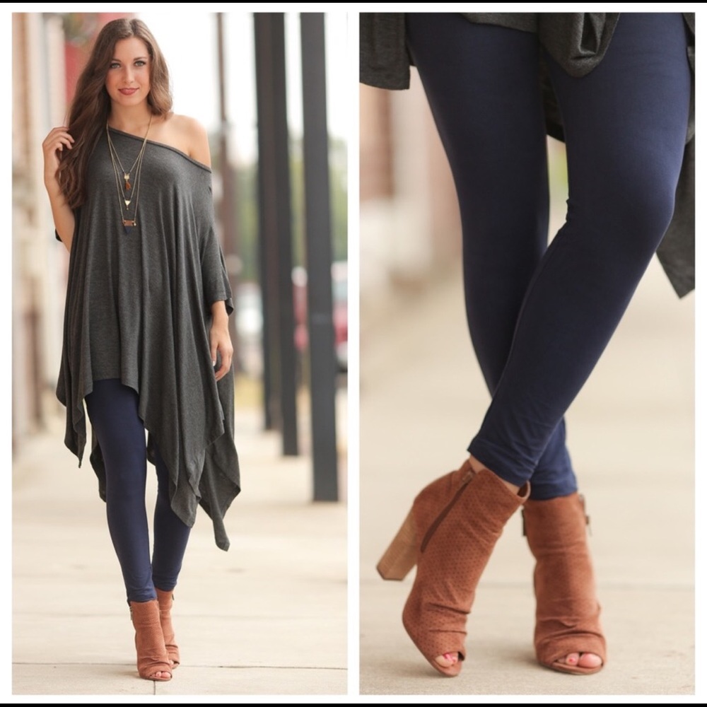 Navy Brushed Knit Leggings