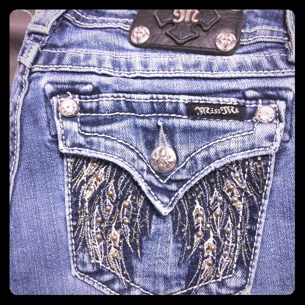 Miss Me bootcut jeans with angel wing pattern