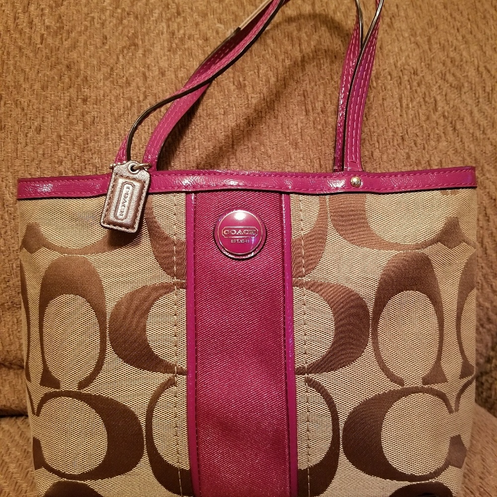 Coach Signature Stripe Top Handle Tote