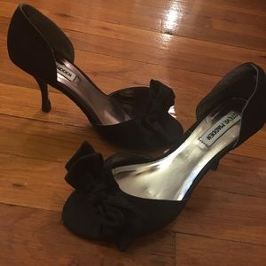 Black Satin Bow Heels