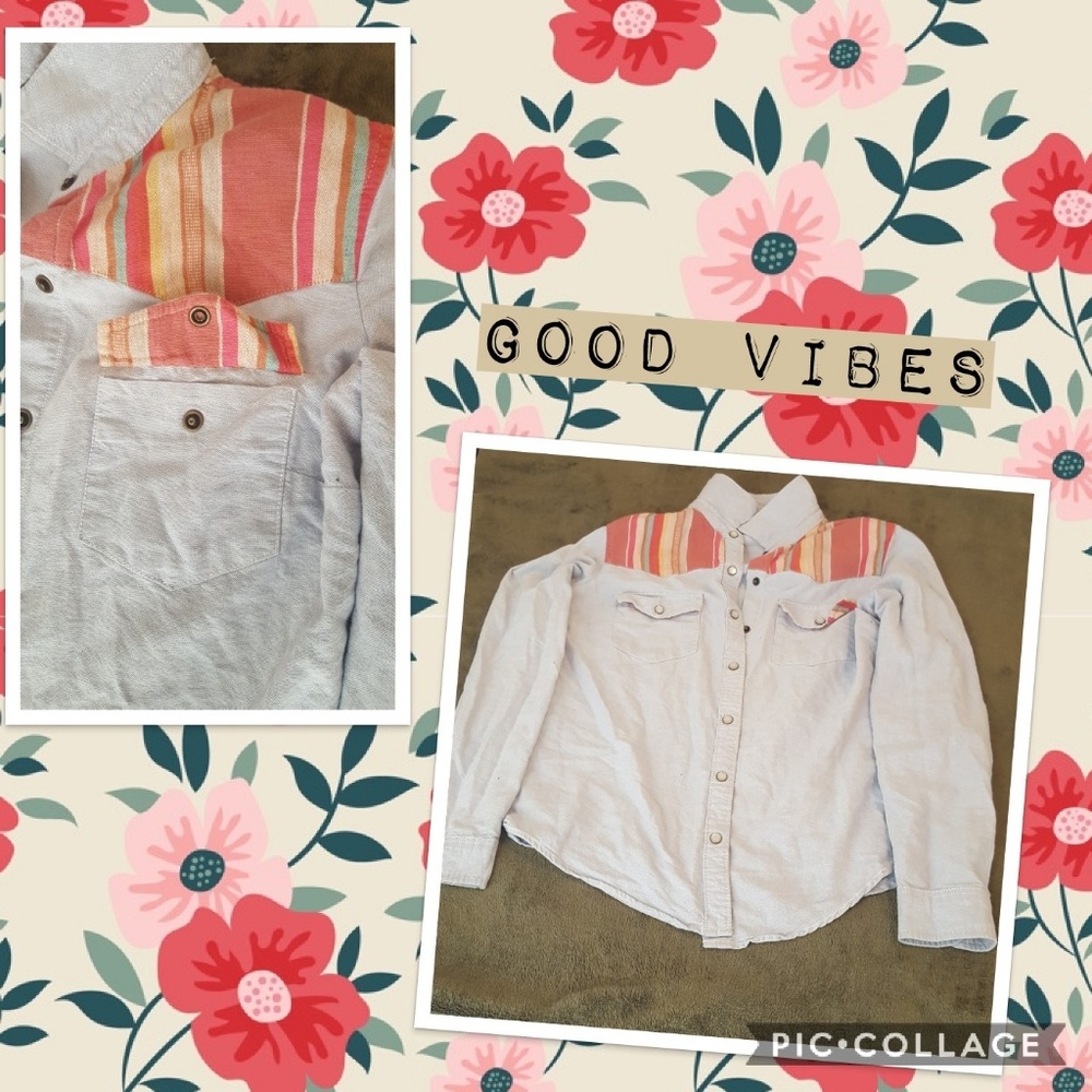 Blue/ colored pattern long sleeve shirt