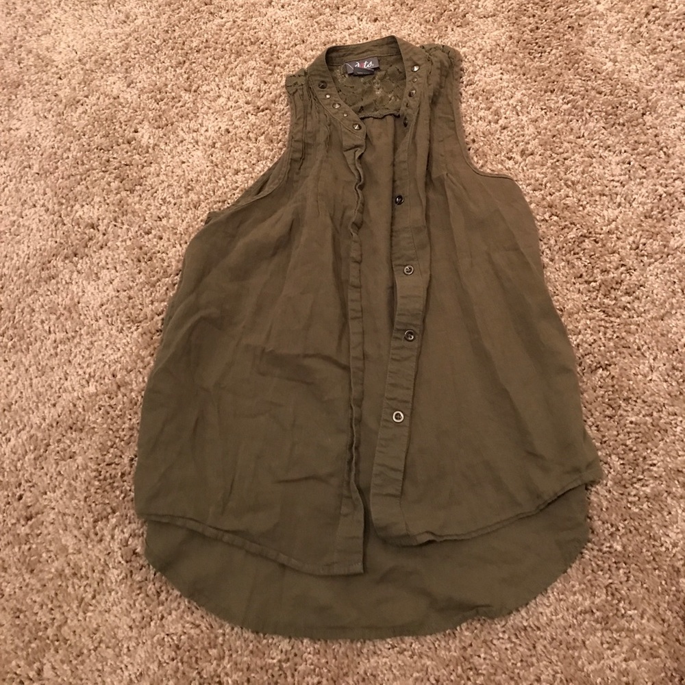 Green Button Up Tank Top