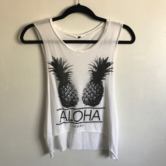 🍍White Pineapple Muscle Tank / Crop Top - Picture 3 of 7