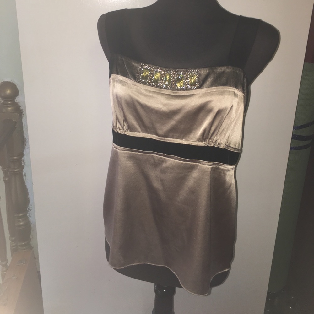 Bejeweled Tan Silk Elie Tahari Camisole