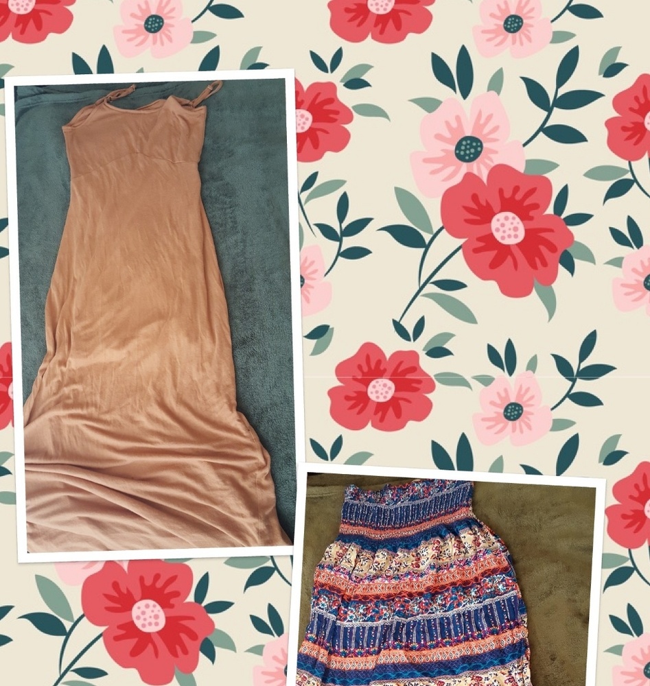 Bundle Peach/Orange & Patterned  maxi dress