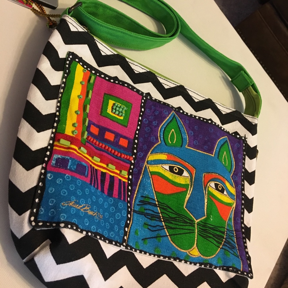 Laurel Burch cat purse satchel NWT buckle strap
