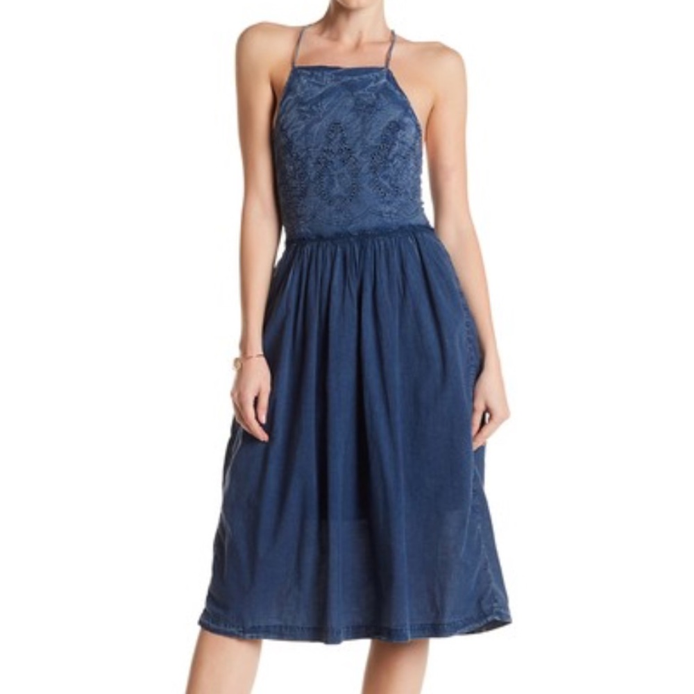 Lucky Brand Schiffli Embroidered Bib Dress
